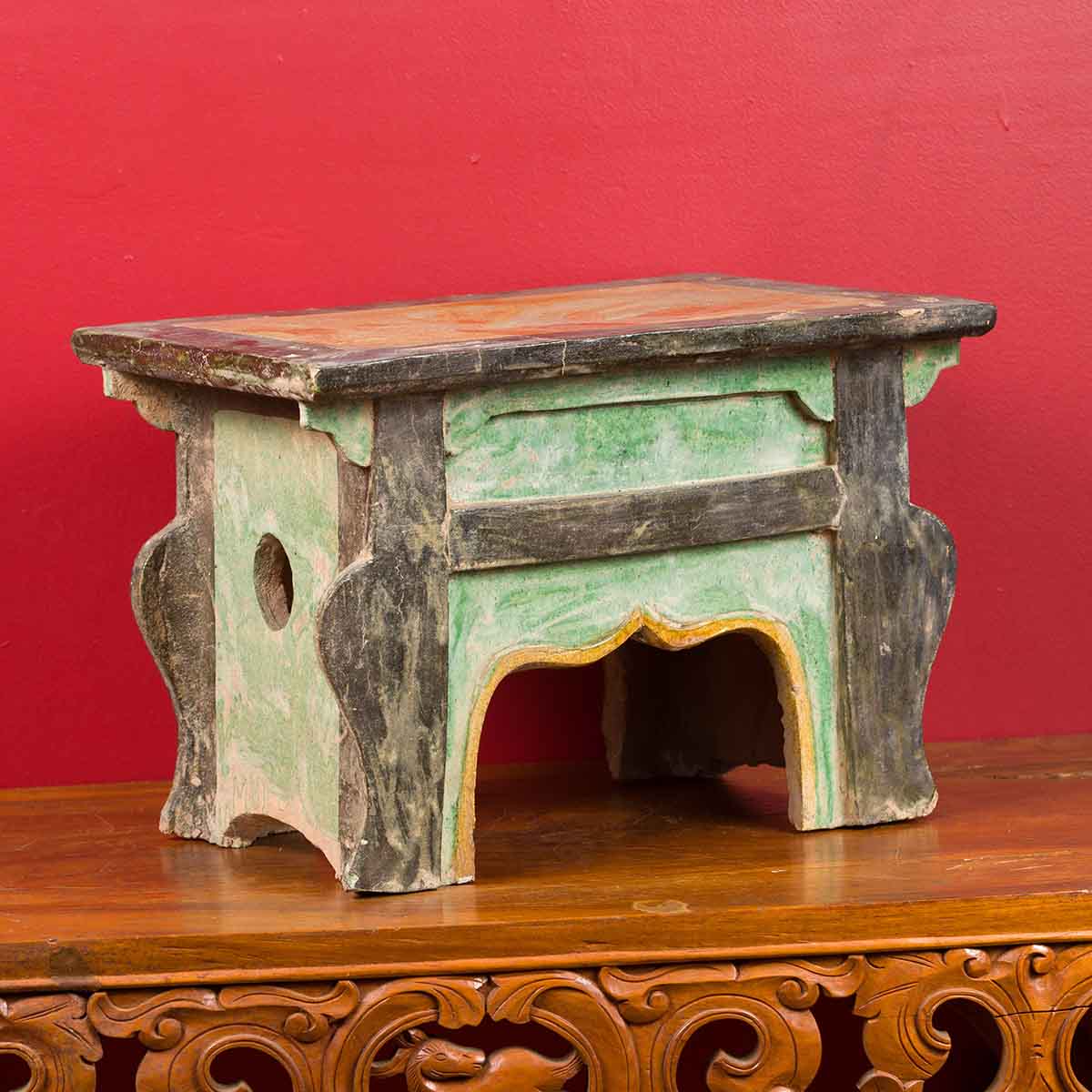 Petite Chinese Ming Dynasty Period Glazed Table with Polychrome Finish-2. Asian & Chinese Furniture, Art, Antiques, Vintage Home Décor for sale at FEA Home