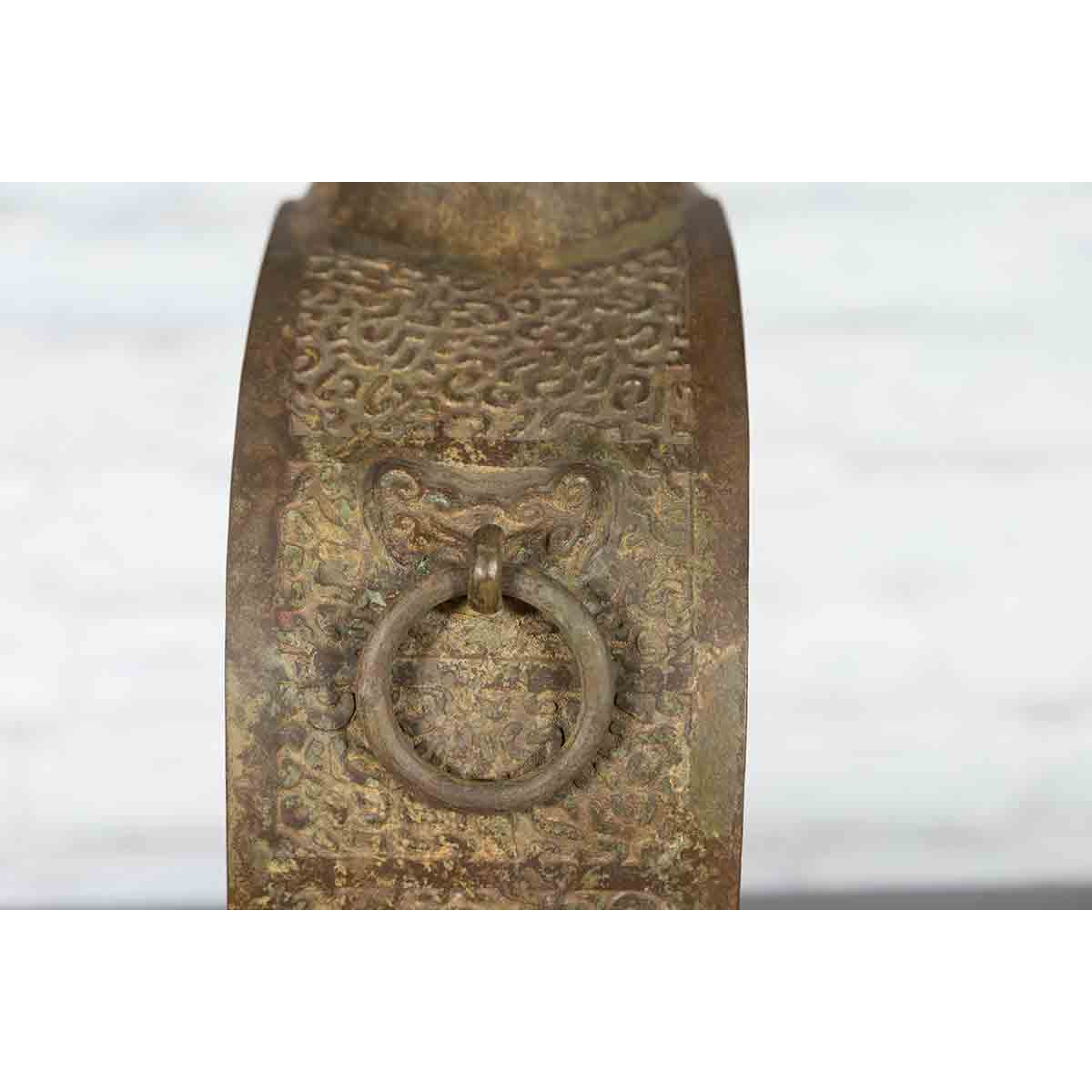 Vintage Bronze Han Style Table Lamp on Wooden Base-12. Asian &amp; Chinese Furniture, Art, Antiques, Vintage Home Décor for sale at FEA Home