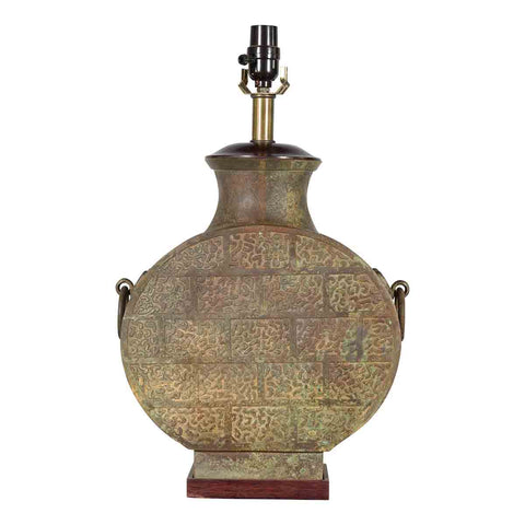 Vintage Bronze Han Style Table Lamp on Wooden Base-YN320-1. Asian & Chinese Furniture, Art, Antiques, Vintage Home Décor for sale at FEA Home
