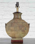 Vintage Bronze Han Style Table Lamp on Wooden Base-5. Asian & Chinese Furniture, Art, Antiques, Vintage Home Décor for sale at FEA Home