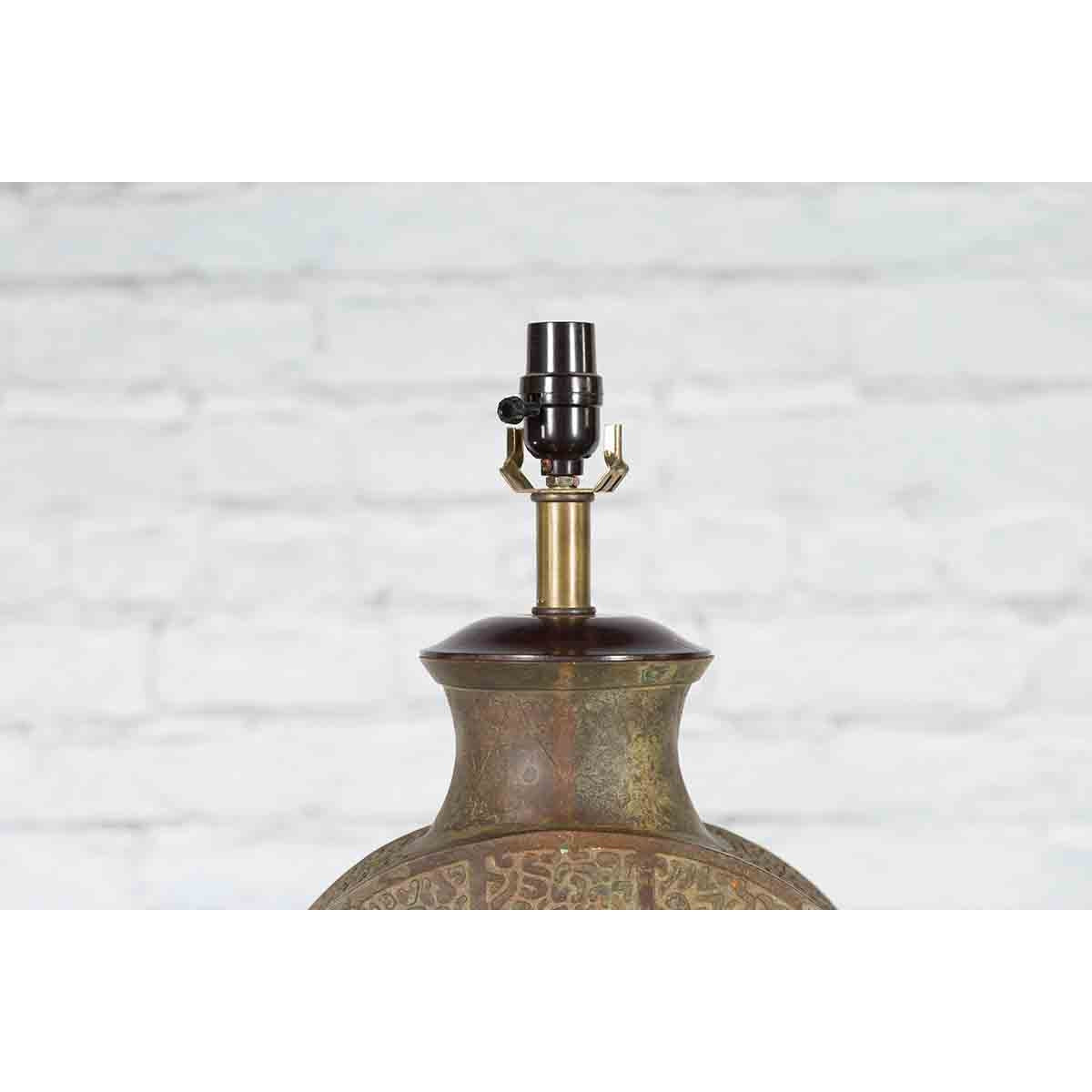 Vintage Bronze Han Style Table Lamp on Wooden Base-6. Asian &amp; Chinese Furniture, Art, Antiques, Vintage Home Décor for sale at FEA Home