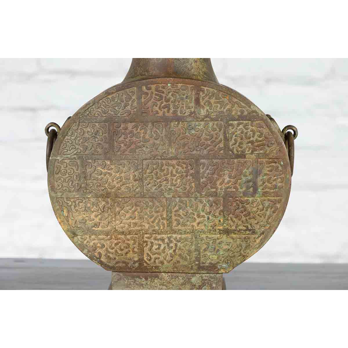 Vintage Bronze Han Style Table Lamp on Wooden Base-7. Asian &amp; Chinese Furniture, Art, Antiques, Vintage Home Décor for sale at FEA Home