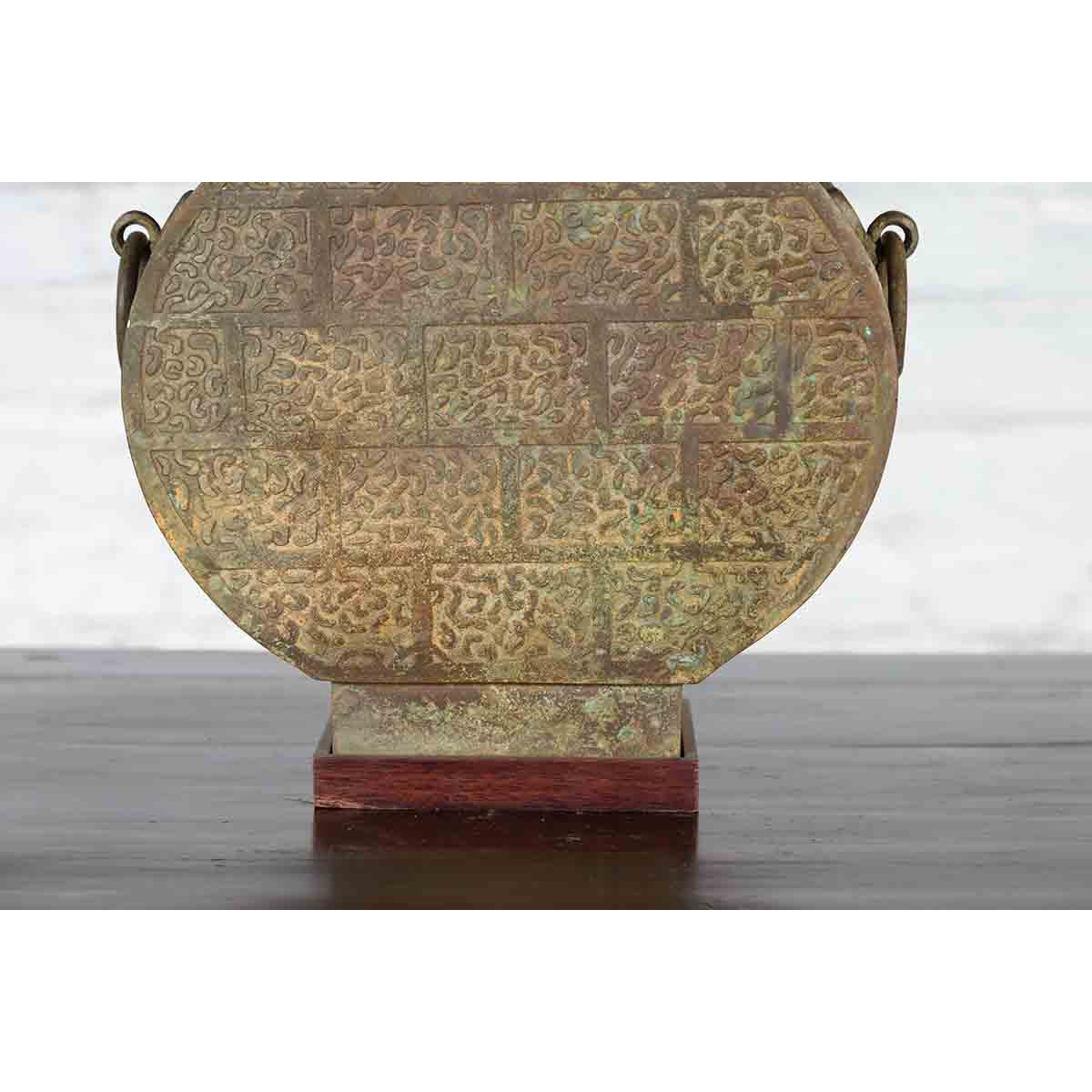 Vintage Bronze Han Style Table Lamp on Wooden Base-8. Asian &amp; Chinese Furniture, Art, Antiques, Vintage Home Décor for sale at FEA Home