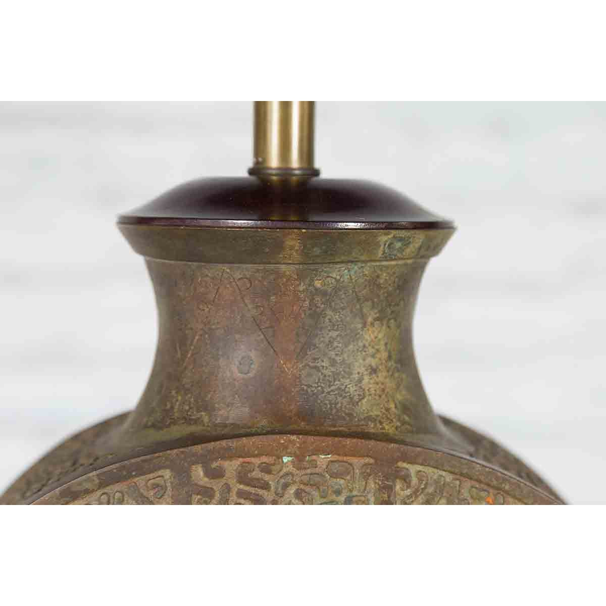 Vintage Bronze Han Style Table Lamp on Wooden Base-9. Asian &amp; Chinese Furniture, Art, Antiques, Vintage Home Décor for sale at FEA Home