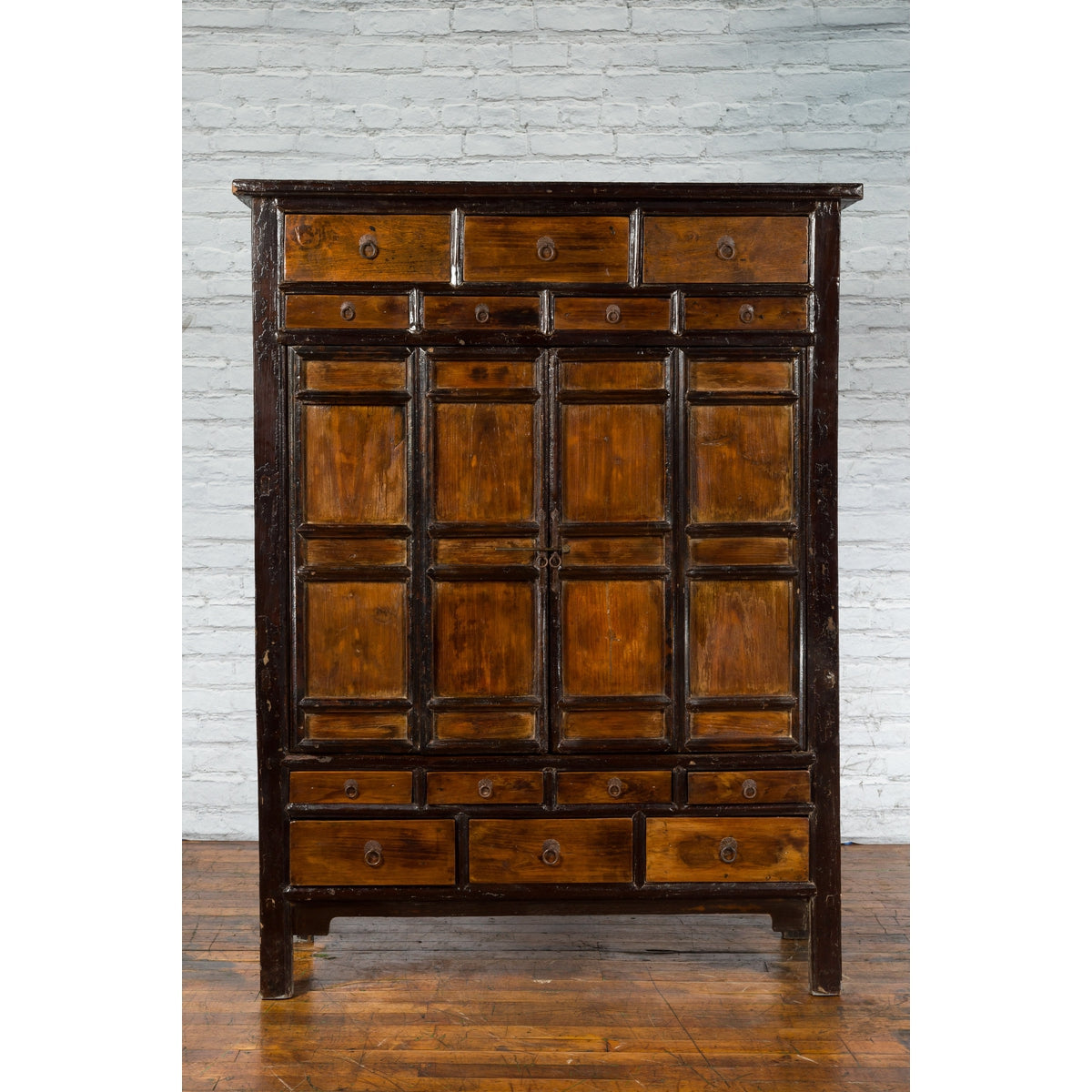 19th Century Chinese Qing Dynasty Armoire Cabinet with 14 Drawers and Two Doors-2. Asian & Chinese Furniture, Art, Antiques, Vintage Home Décor for sale at FEA Home