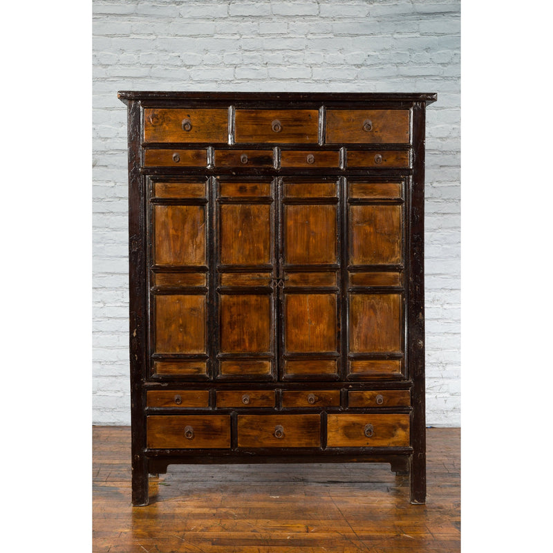 19th Century Chinese Qing Dynasty Armoire Cabinet with 14 Drawers and Two Doors-YN3264-2. Asian & Chinese Furniture, Art, Antiques, Vintage Home Décor for sale at FEA Home