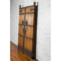 Pair of Chinese 19th Century Qing Dynasty Period Palace Doors with Iron Fittings