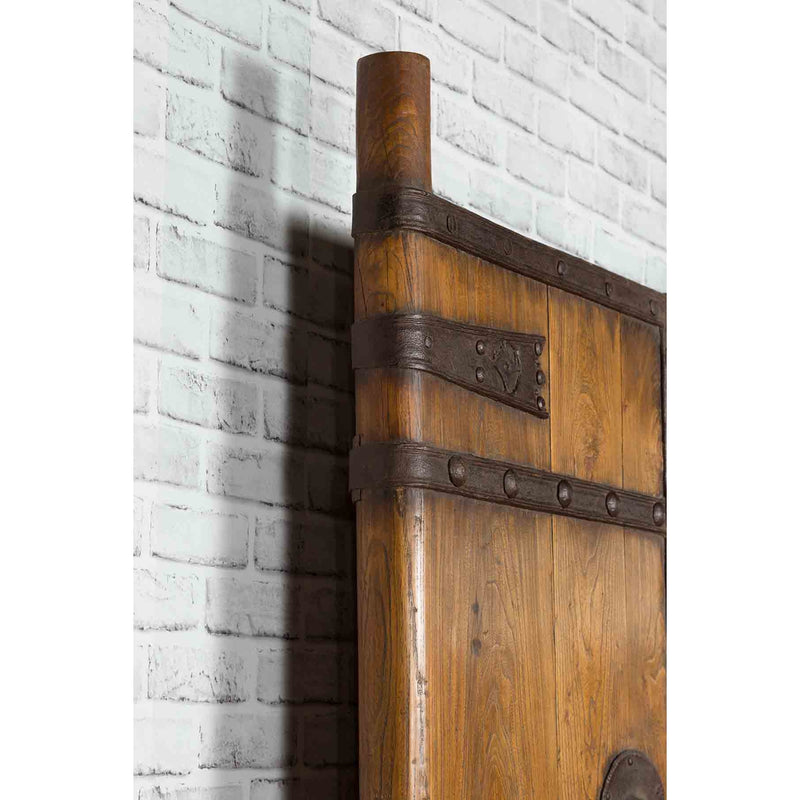 Pair of Chinese 19th Century Qing Dynasty Period Palace Doors with Iron Fittings