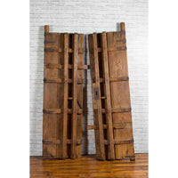 Pair of Chinese 19th Century Qing Dynasty Period Palace Doors with Iron Fittings