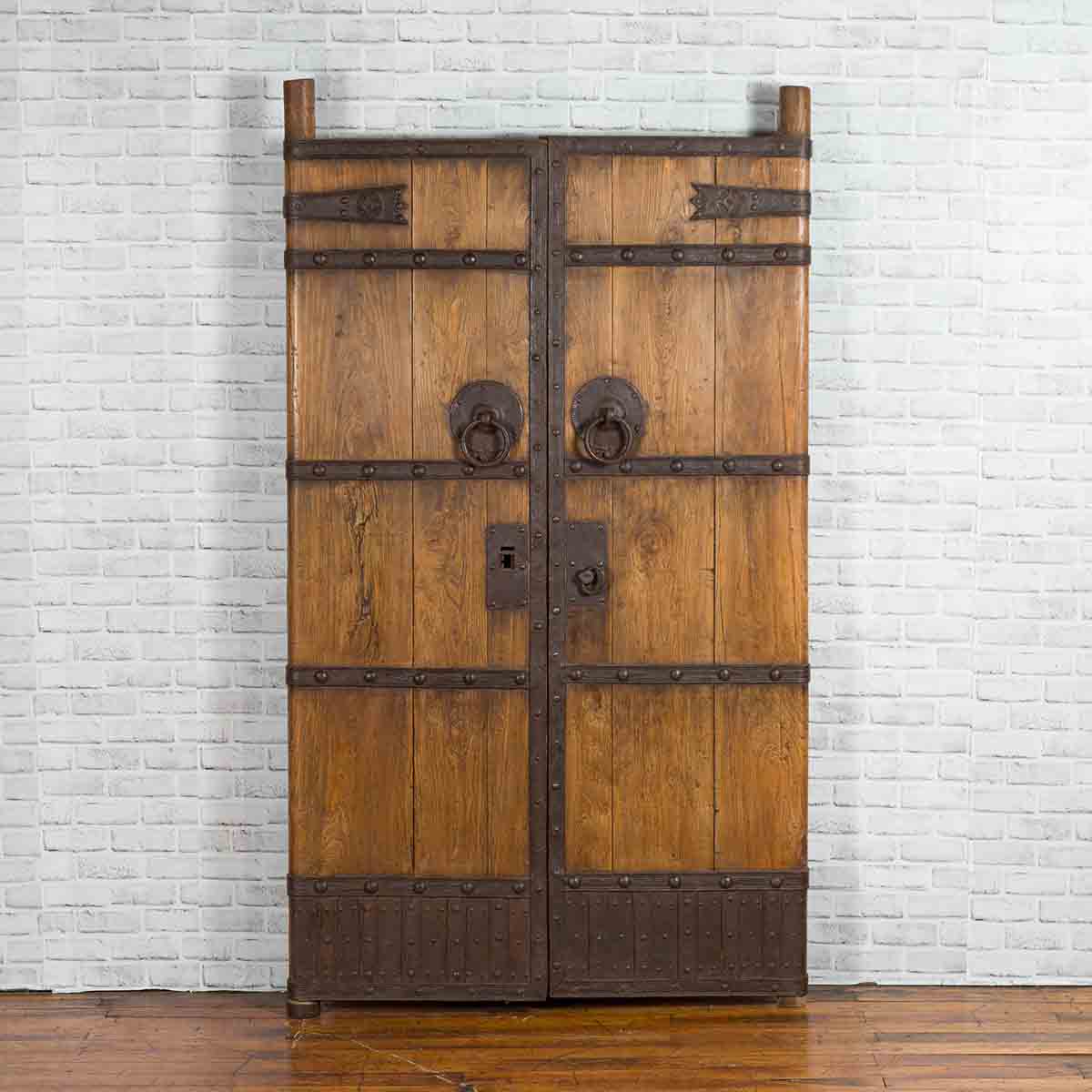 Pair of Chinese 19th Century Qing Dynasty Period Palace Doors with Iron Fittings-3. Asian &amp; Chinese Furniture, Art, Antiques, Vintage Home Décor for sale at FEA Home
