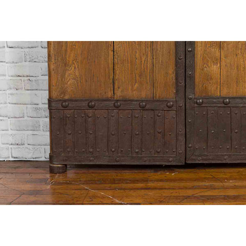Pair of Chinese 19th Century Qing Dynasty Period Palace Doors with Iron Fittings