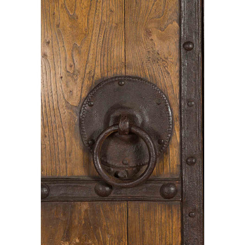 Pair of Chinese 19th Century Qing Dynasty Period Palace Doors with Iron Fittings