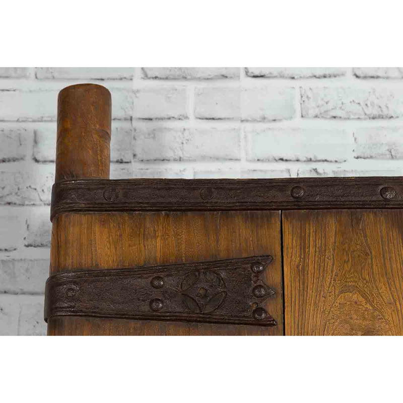 Pair of Chinese 19th Century Qing Dynasty Period Palace Doors with Iron Fittings