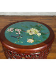 Pair of Antique Chinese Carved Round Stands with Painted Floral and Bird Décor-11. Asian & Chinese Furniture, Art, Antiques, Vintage Home Décor for sale at FEA Home