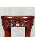 Pair of Antique Chinese Carved Round Stands with Painted Floral and Bird Décor-9. Asian & Chinese Furniture, Art, Antiques, Vintage Home Décor for sale at FEA Home