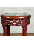 Pair of Antique Chinese Carved Round Stands with Painted Floral and Bird Décor-10. Asian & Chinese Furniture, Art, Antiques, Vintage Home Décor for sale at FEA Home