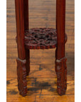 Pair of Antique Chinese Carved Round Stands with Painted Floral and Bird Décor-12. Asian & Chinese Furniture, Art, Antiques, Vintage Home Décor for sale at FEA Home