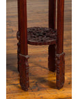 Pair of Antique Chinese Carved Round Stands with Painted Floral and Bird Décor-13. Asian & Chinese Furniture, Art, Antiques, Vintage Home Décor for sale at FEA Home