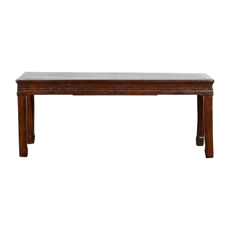 Chinese Brown Side Table from the Qing Dynasty with Foliage-Carved Motifs- Asian Antiques, Vintage Home Decor & Chinese Furniture - FEA Home