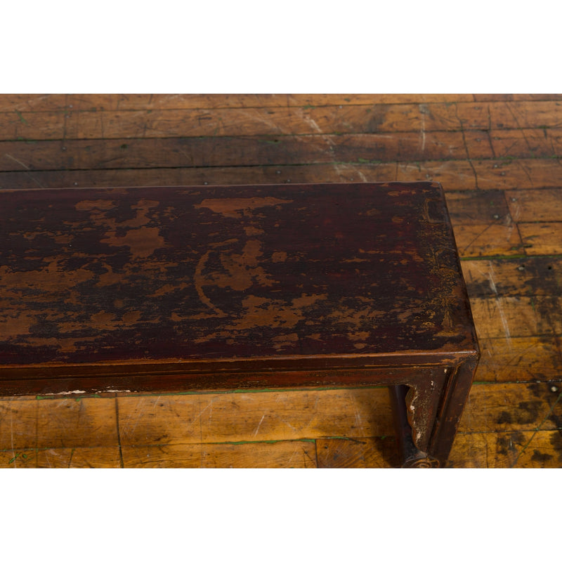 19th Century Chinese Qing Dynasty Low Waterfall Style Prayer Table with Patina - Antique Chinese and Vintage Asian Furniture for Sale at FEA Home