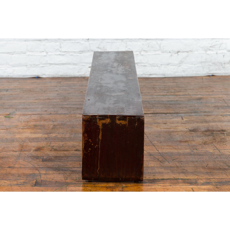 19th Century Chinese Qing Dynasty Low Waterfall Style Prayer Table with Patina - Antique Chinese and Vintage Asian Furniture for Sale at FEA Home