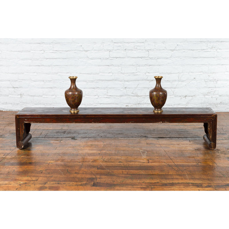 19th Century Chinese Qing Dynasty Low Waterfall Style Prayer Table with Patina - Antique Chinese and Vintage Asian Furniture for Sale at FEA Home