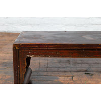19th Century Chinese Qing Dynasty Low Waterfall Style Prayer Table with Patina
