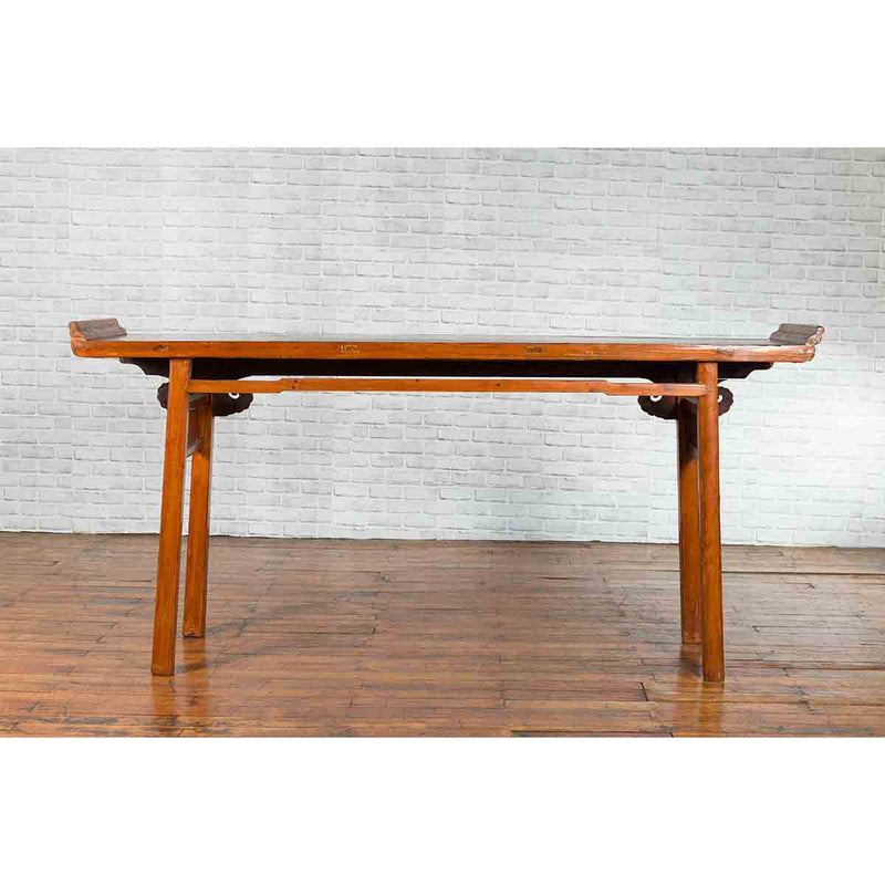 Chinese Qing Dynasty Elmwood Altar Console Table with Cloudy Scroll Motifs-YN3276-12. Asian & Chinese Furniture, Art, Antiques, Vintage Home Décor for sale at FEA Home