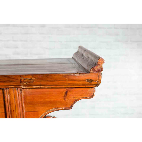 Chinese Qing Dynasty Elmwood Altar Console Table with Cloudy Scroll Motifs-YN3276-7. Asian & Chinese Furniture, Art, Antiques, Vintage Home Décor for sale at FEA Home