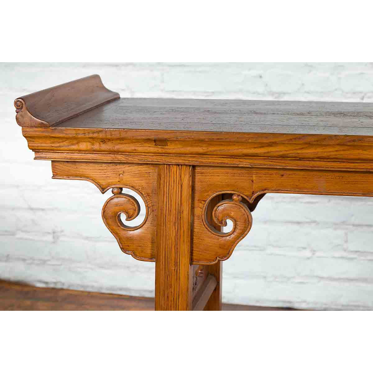 Chinese Qing Dynasty Wooden Altar Console Table with Cloudy Scroll Motifs-13. Asian &amp; Chinese Furniture, Art, Antiques, Vintage Home Décor for sale at FEA Home