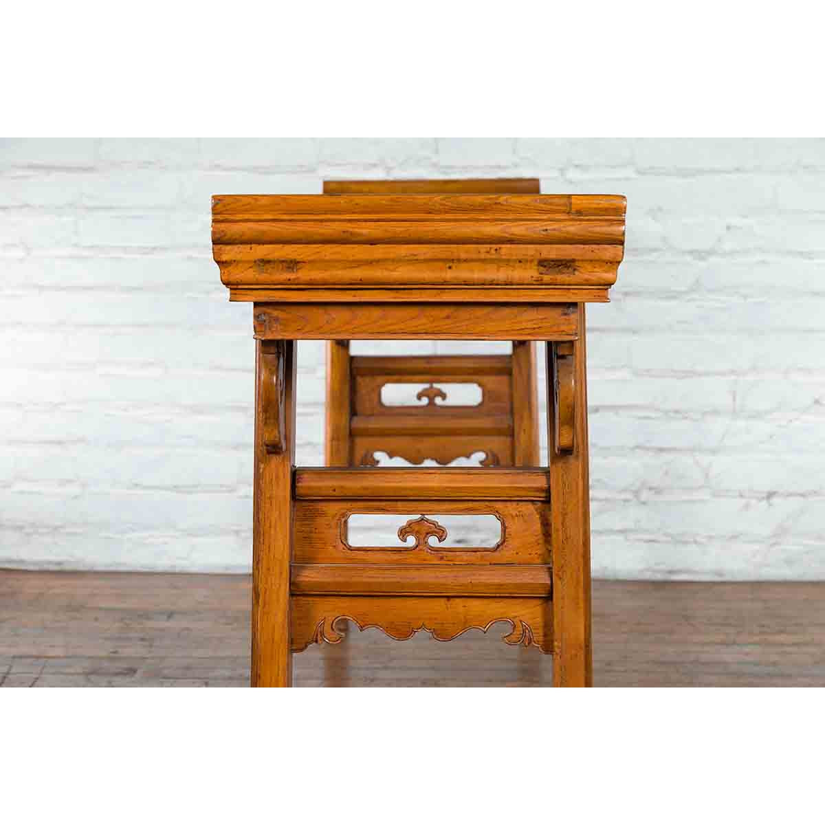 Chinese Qing Dynasty Wooden Altar Console Table with Cloudy Scroll Motifs-15. Asian &amp; Chinese Furniture, Art, Antiques, Vintage Home Décor for sale at FEA Home