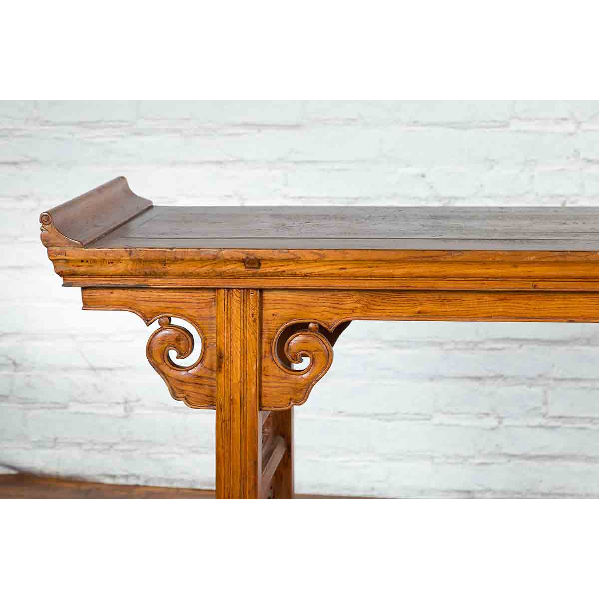 Chinese Qing Dynasty Wooden Altar Console Table with Cloudy Scroll Motifs-5. Asian &amp; Chinese Furniture, Art, Antiques, Vintage Home Décor for sale at FEA Home