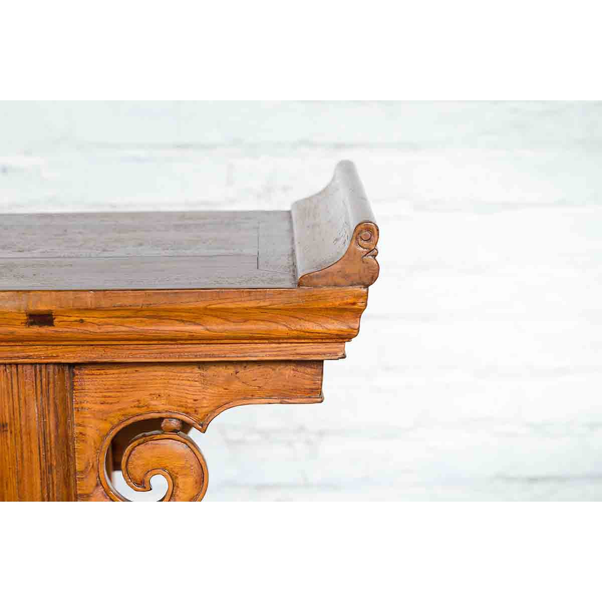 Chinese Qing Dynasty Wooden Altar Console Table with Cloudy Scroll Motifs-7. Asian &amp; Chinese Furniture, Art, Antiques, Vintage Home Décor for sale at FEA Home