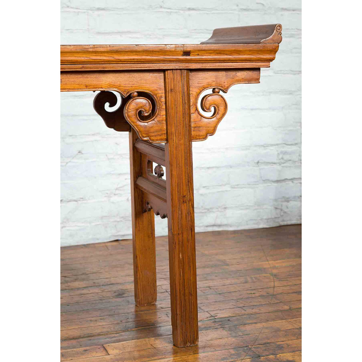 Chinese Qing Dynasty Wooden Altar Console Table with Cloudy Scroll Motifs-8. Asian &amp; Chinese Furniture, Art, Antiques, Vintage Home Décor for sale at FEA Home