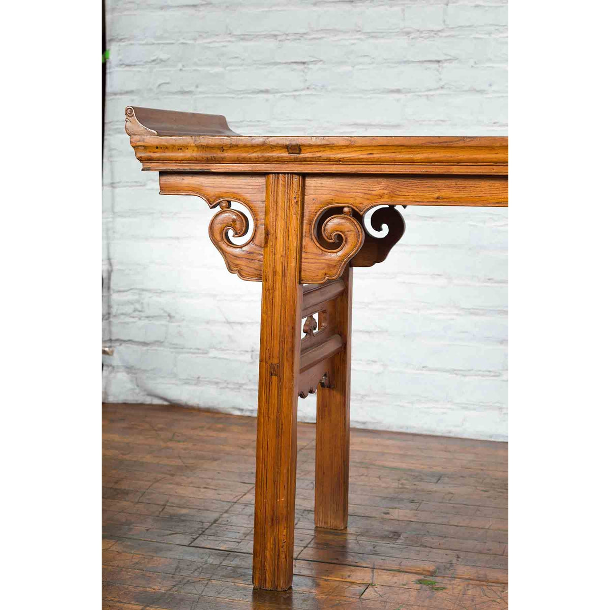 Chinese Qing Dynasty Wooden Altar Console Table with Cloudy Scroll Motifs-9. Asian &amp; Chinese Furniture, Art, Antiques, Vintage Home Décor for sale at FEA Home