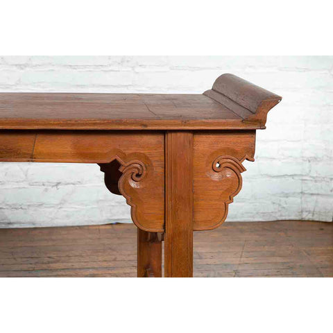 Qing Dynasty 19th Century Chinese Altar Console Table with Carved Cloudy Motifs-12. Asian & Chinese Furniture, Art, Antiques, Vintage Home Décor for sale at FEA Home
