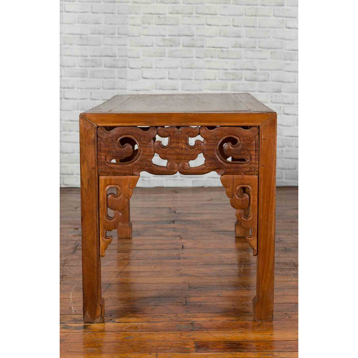 Chinese Antique Low Side Table with Cloud-Carved Apron and Horsehoof Feet-12. Asian &amp; Chinese Furniture, Art, Antiques, Vintage Home Décor for sale at FEA Home