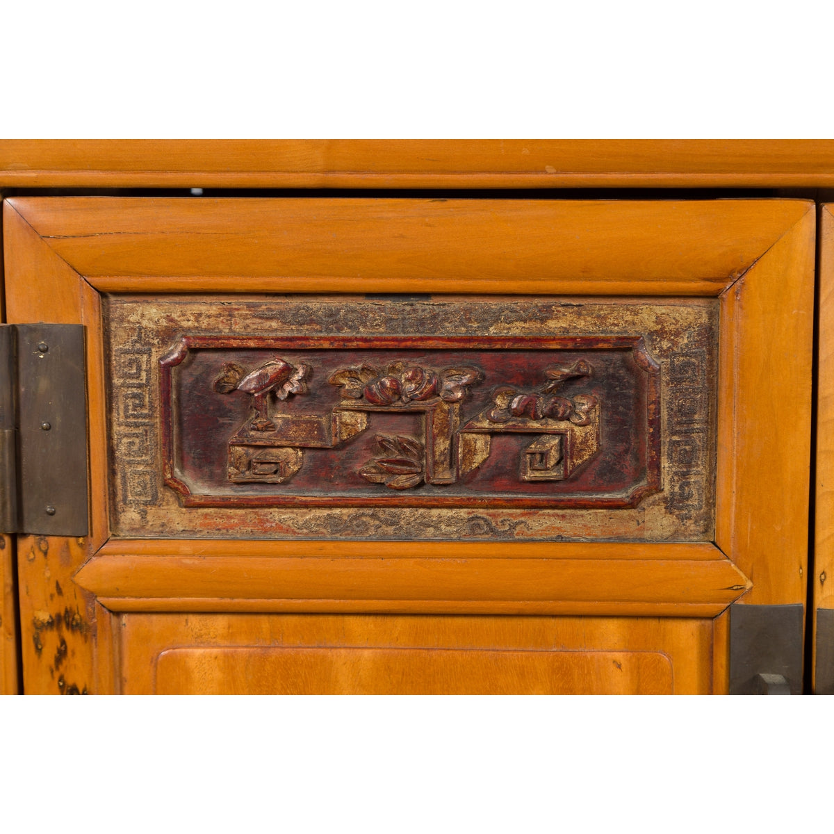 Chinese Antique Elmwood Side Cabinet with Carved Panels and Hidden Drawers-11. Asian &amp; Chinese Furniture, Art, Antiques, Vintage Home Décor for sale at FEA Home