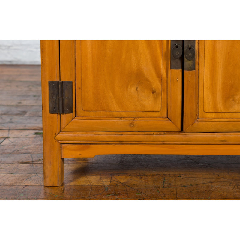Chinese Antique Elmwood Side Cabinet with Carved Panels and Hidden Drawers - Antique Chinese and Vintage Asian Furniture for Sale at FEA Home