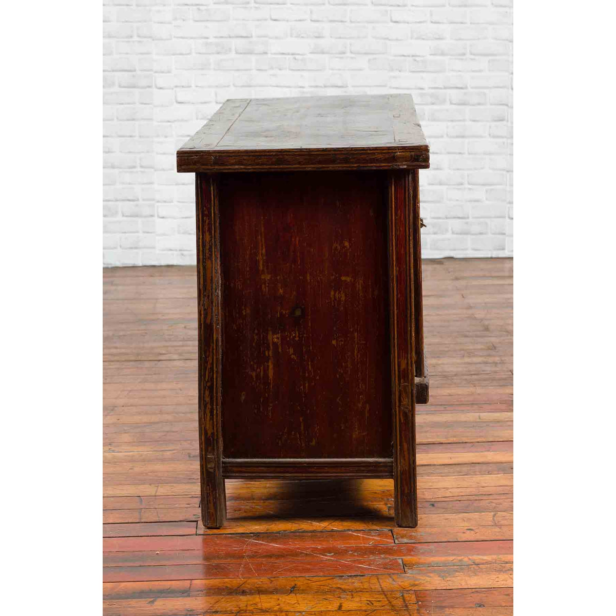 Chinese Qing Dynasty 19th Century Cabinet with Brown Lacquer and Double Doors-12. Asian &amp; Chinese Furniture, Art, Antiques, Vintage Home Décor for sale at FEA Home