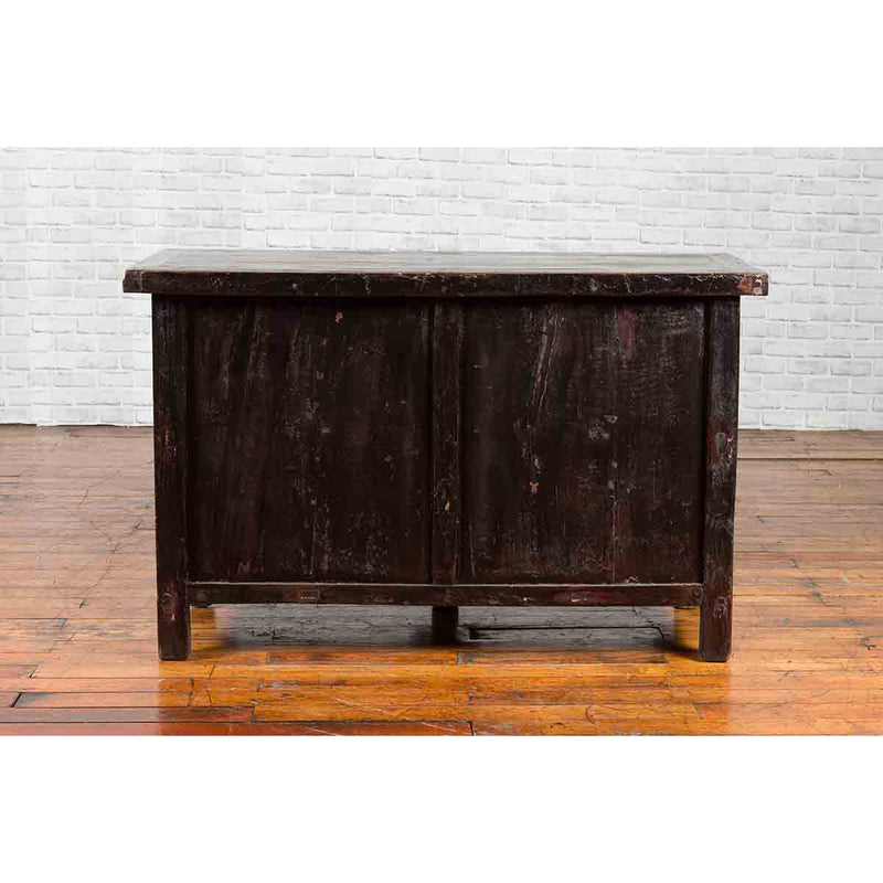 Chinese Qing Dynasty 19th Century Cabinet with Brown Lacquer and Double Doors-YN3299-13. Asian & Chinese Furniture, Art, Antiques, Vintage Home Décor for sale at FEA Home