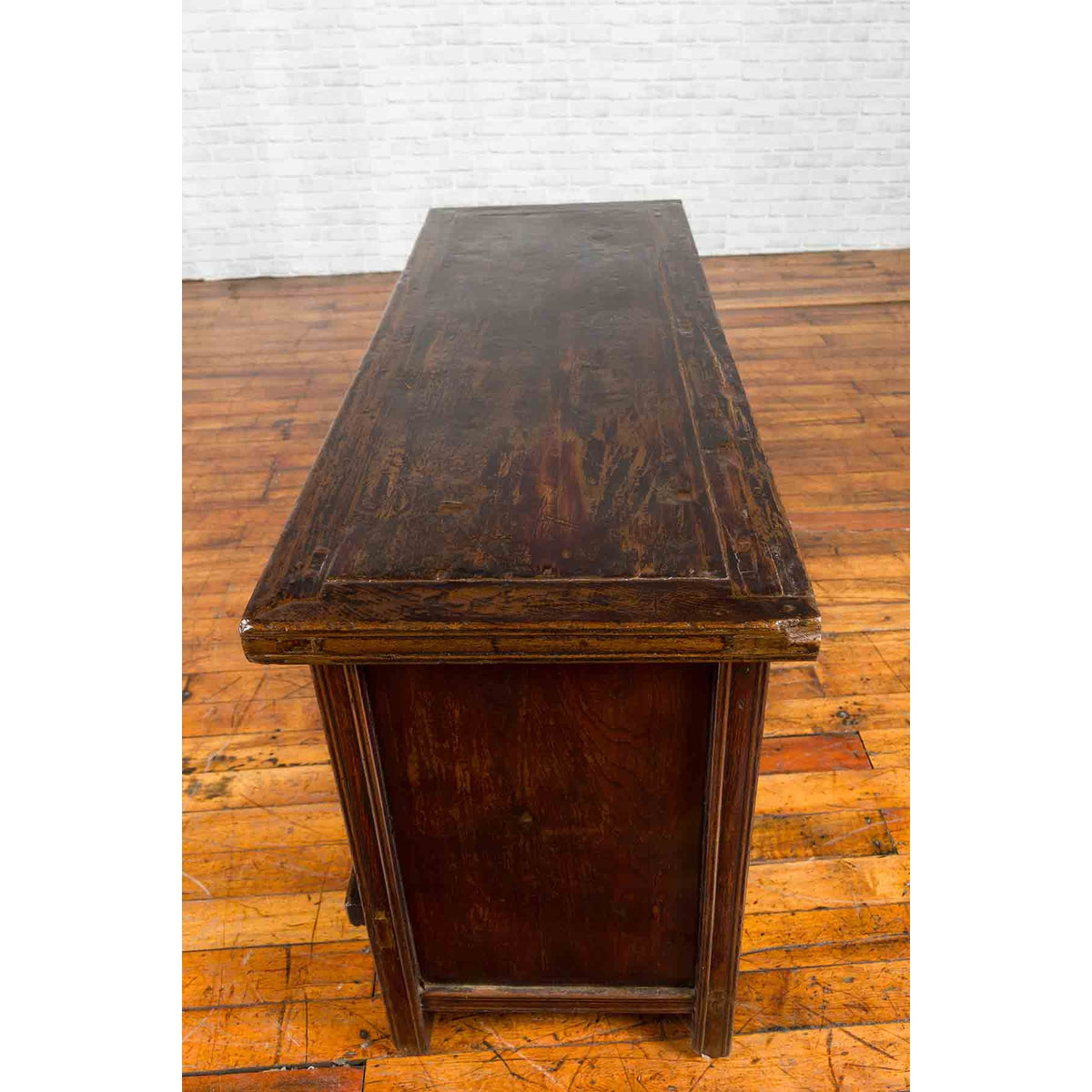 Chinese Qing Dynasty 19th Century Cabinet with Brown Lacquer and Double Doors-15. Asian &amp; Chinese Furniture, Art, Antiques, Vintage Home Décor for sale at FEA Home
