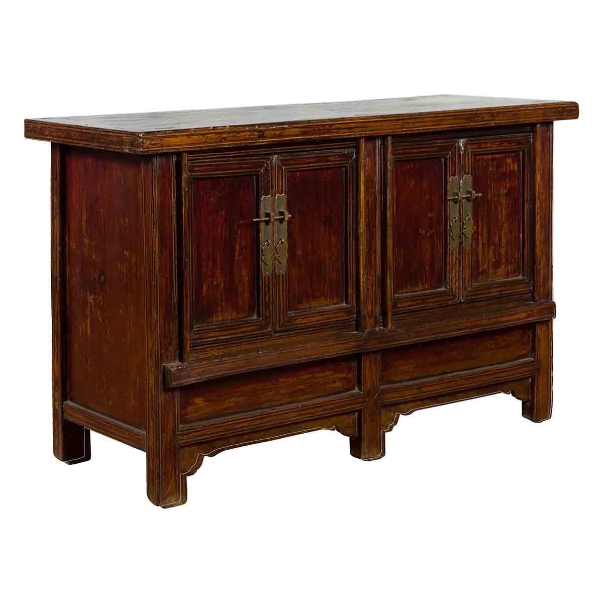 Chinese Qing Dynasty 19th Century Cabinet with Brown Lacquer and Double Doors-1. Asian & Chinese Furniture, Art, Antiques, Vintage Home Décor for sale at FEA Home