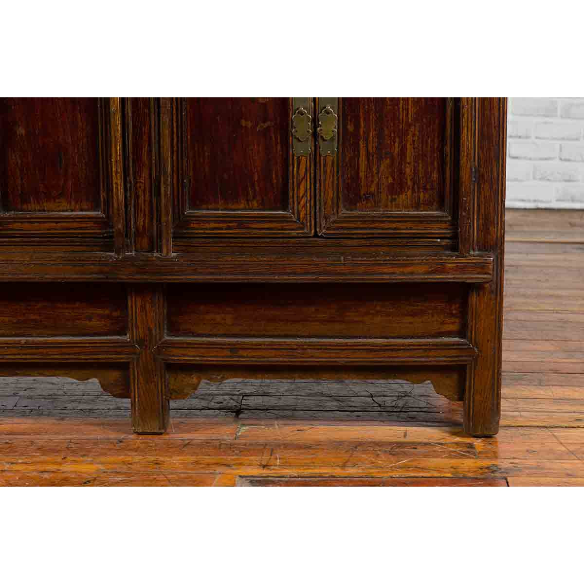 Chinese Qing Dynasty 19th Century Cabinet with Brown Lacquer and Double Doors-10. Asian &amp; Chinese Furniture, Art, Antiques, Vintage Home Décor for sale at FEA Home