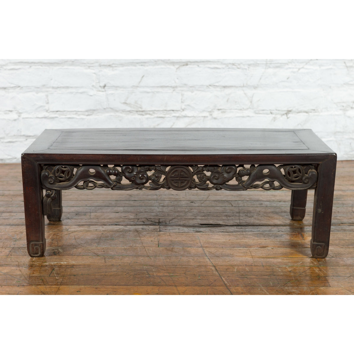 Chinese Qing Dynasty 19th Century Coffee Table with Carved Apron and Dark Patina-2. Asian & Chinese Furniture, Art, Antiques, Vintage Home Décor for sale at FEA Home