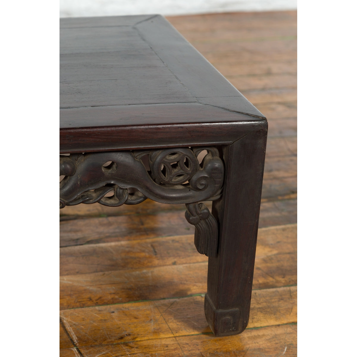 Chinese Qing Dynasty 19th Century Coffee Table with Carved Apron and Dark Patina-5. Asian &amp; Chinese Furniture, Art, Antiques, Vintage Home Décor for sale at FEA Home