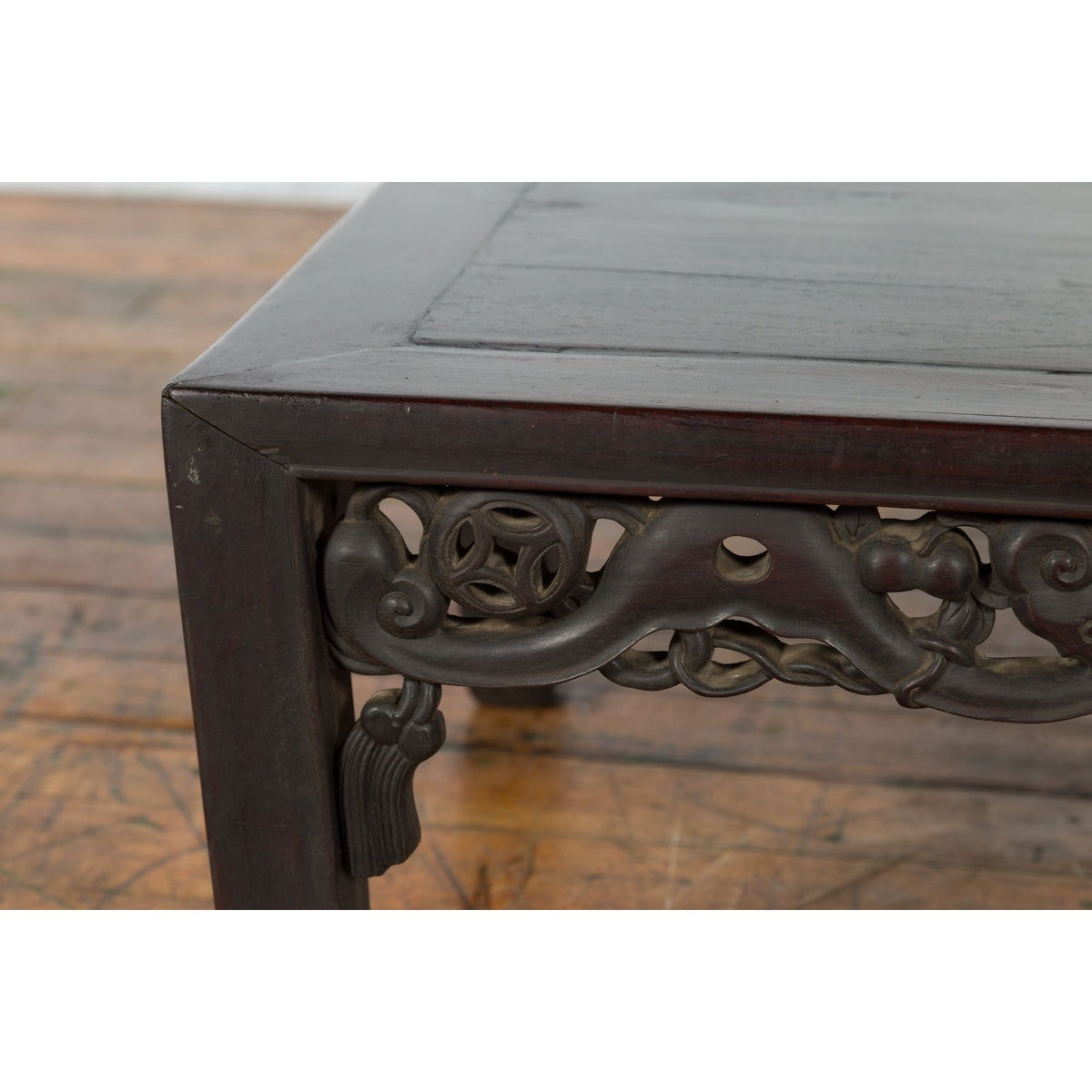 Chinese Qing Dynasty 19th Century Coffee Table with Carved Apron and Dark Patina-6. Asian &amp; Chinese Furniture, Art, Antiques, Vintage Home Décor for sale at FEA Home