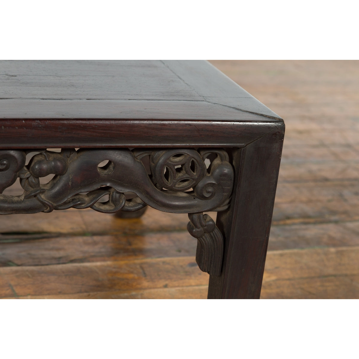 Chinese Qing Dynasty 19th Century Coffee Table with Carved Apron and Dark Patina-8. Asian &amp; Chinese Furniture, Art, Antiques, Vintage Home Décor for sale at FEA Home