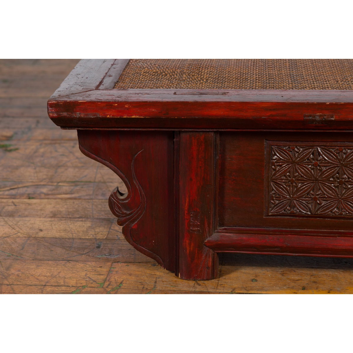 Chinese 19th Century Qing Dynasty Dark Red Lacquer Coffee Table with Rattan Top-10. Asian &amp; Chinese Furniture, Art, Antiques, Vintage Home Décor for sale at FEA Home