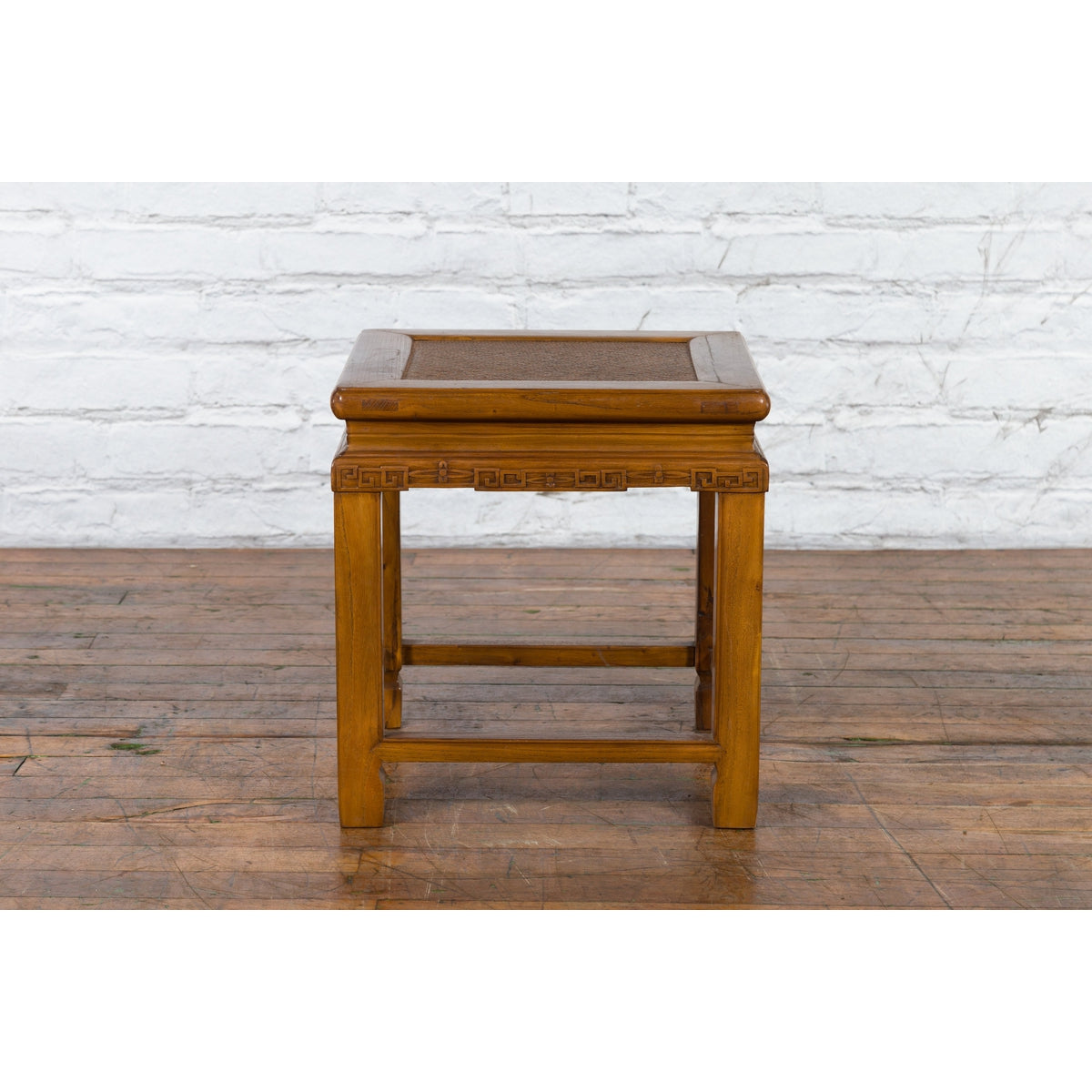 Chinese Early 20th Century Side Table with Carved Apron and Woven Rattan Top-2. Asian & Chinese Furniture, Art, Antiques, Vintage Home Décor for sale at FEA Home